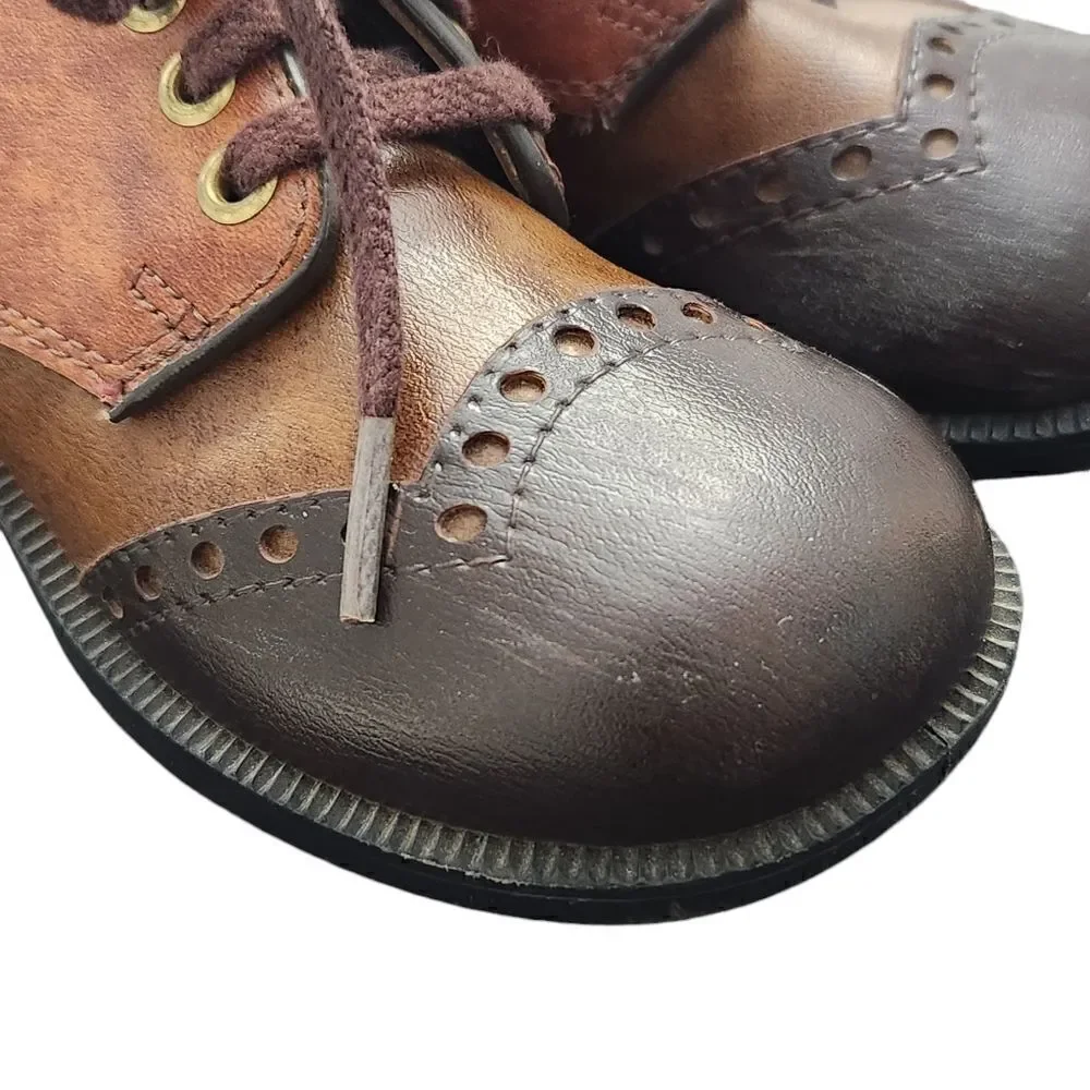 Vintage Oxford Shoes Kids 13.5 Robinson Crusoe Brown Leather Brogues Lace Up